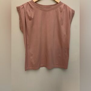 LOFT Pink Muscle Tee with Cap Sleeves and Boxy Fit